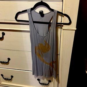 Racer back tank top with gold mermaid graphic